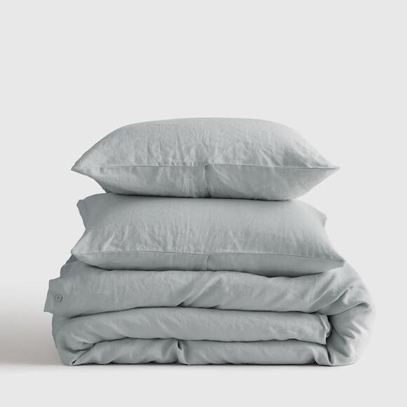 Quince European Linen Duvet Cover Set Mist Blue Size Full/Queen - Picture 2 of 7